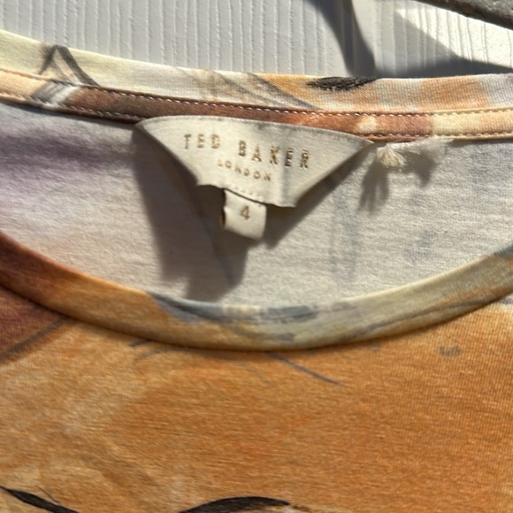 Ted Baker London Rosiean Abstract Print Stretch Cotton Fitted Tee Shirt 4 XL - Picture 4 of 7